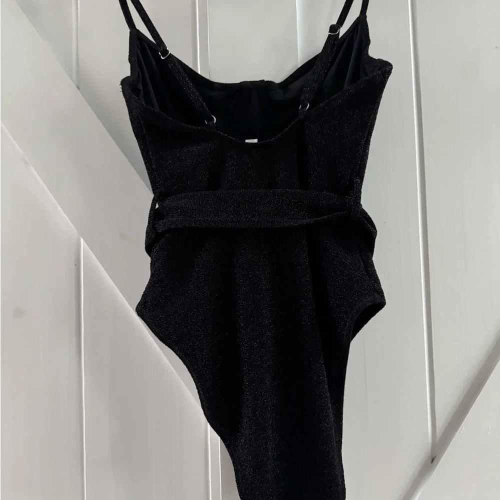 JONATHAN SIMKHAI Signature Noa Women’s Shimmery Black One Piece Swimsuit - Picture 4 of 10